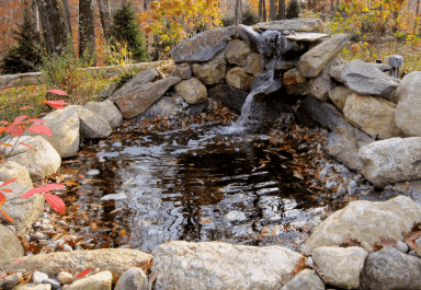 Backyard pond waterfall idea
