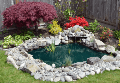 Backyard pond waterfall idea